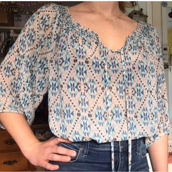 Blue Pattern Blouse - Picture 2 of 3